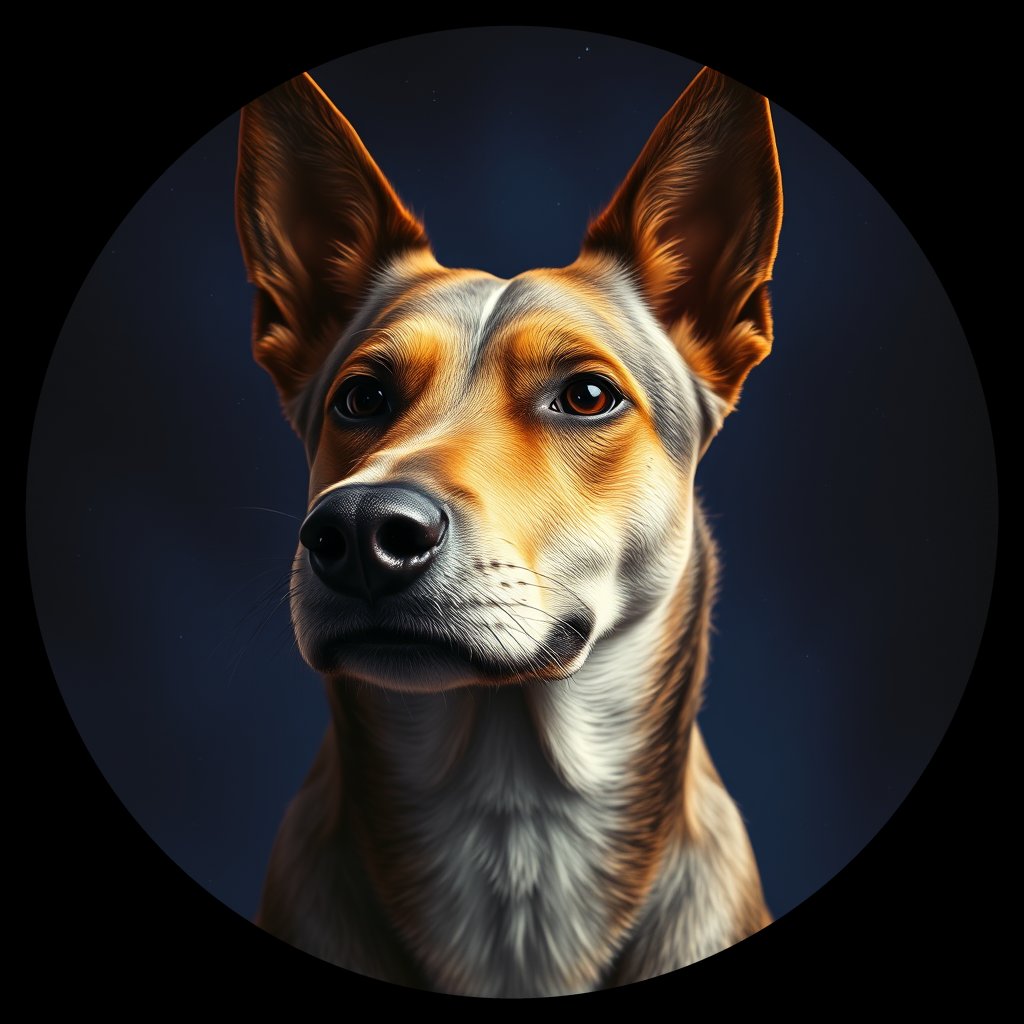 Cosmic medallion portrait of Ne9_Ne9, a Village Dog Nepal