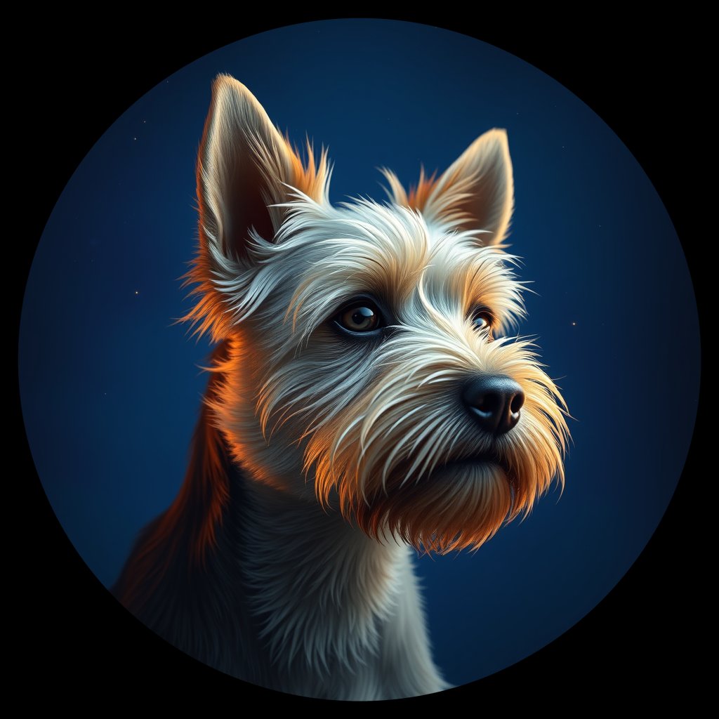 Cosmic medallion portrait of Nessie-Patzman-CT_Nessie-Patzman-CT, a Cairn Terrier