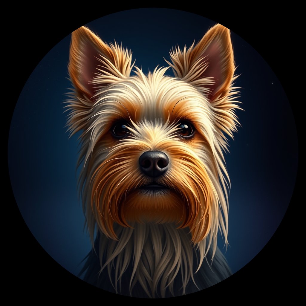 Cosmic medallion portrait of Nicky-KC-YT_Nicky-KC-YT, a Yorkshire Terrier