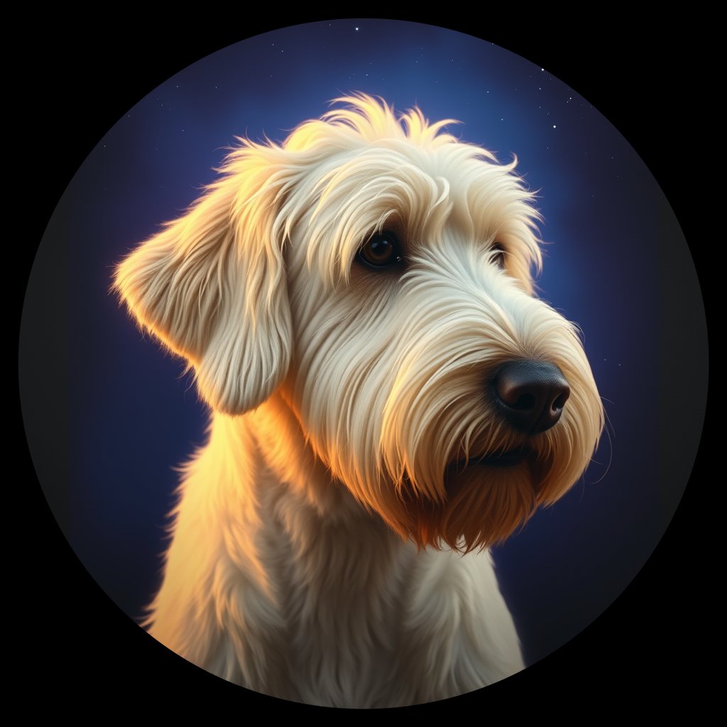 Cosmic medallion portrait of OES_OES_005944, a Old English Sheepdog