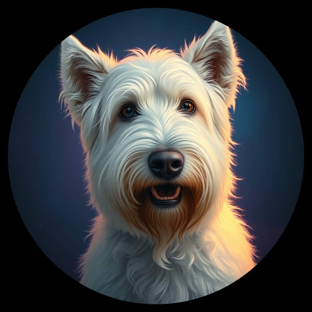 Cosmic medallion portrait of OES_OES_005951, a Old English Sheepdog