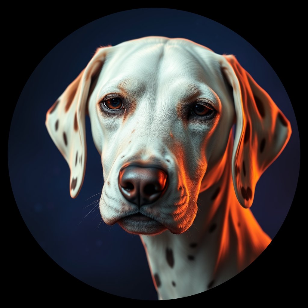 Cosmic medallion portrait of OFA108_OFA108, a Dalmatian
