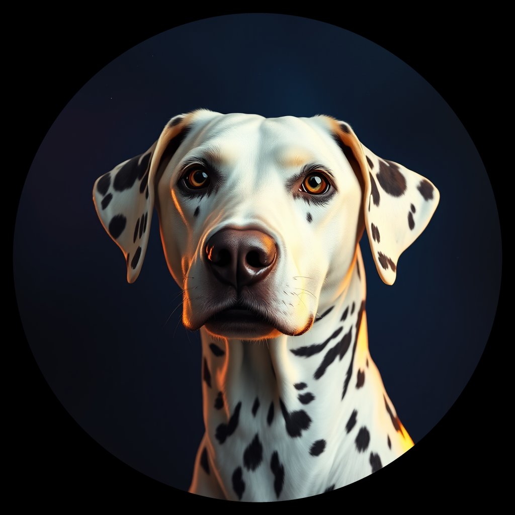 Cosmic medallion portrait of OFA110_OFA110, a Dalmatian