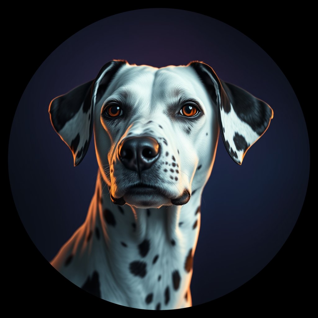 Cosmic medallion portrait of OFA111_OFA111, a Dalmatian