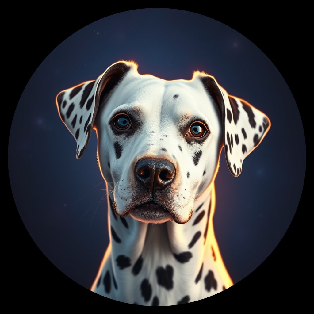Cosmic medallion portrait of OFA13_OFA13, a Dalmatian