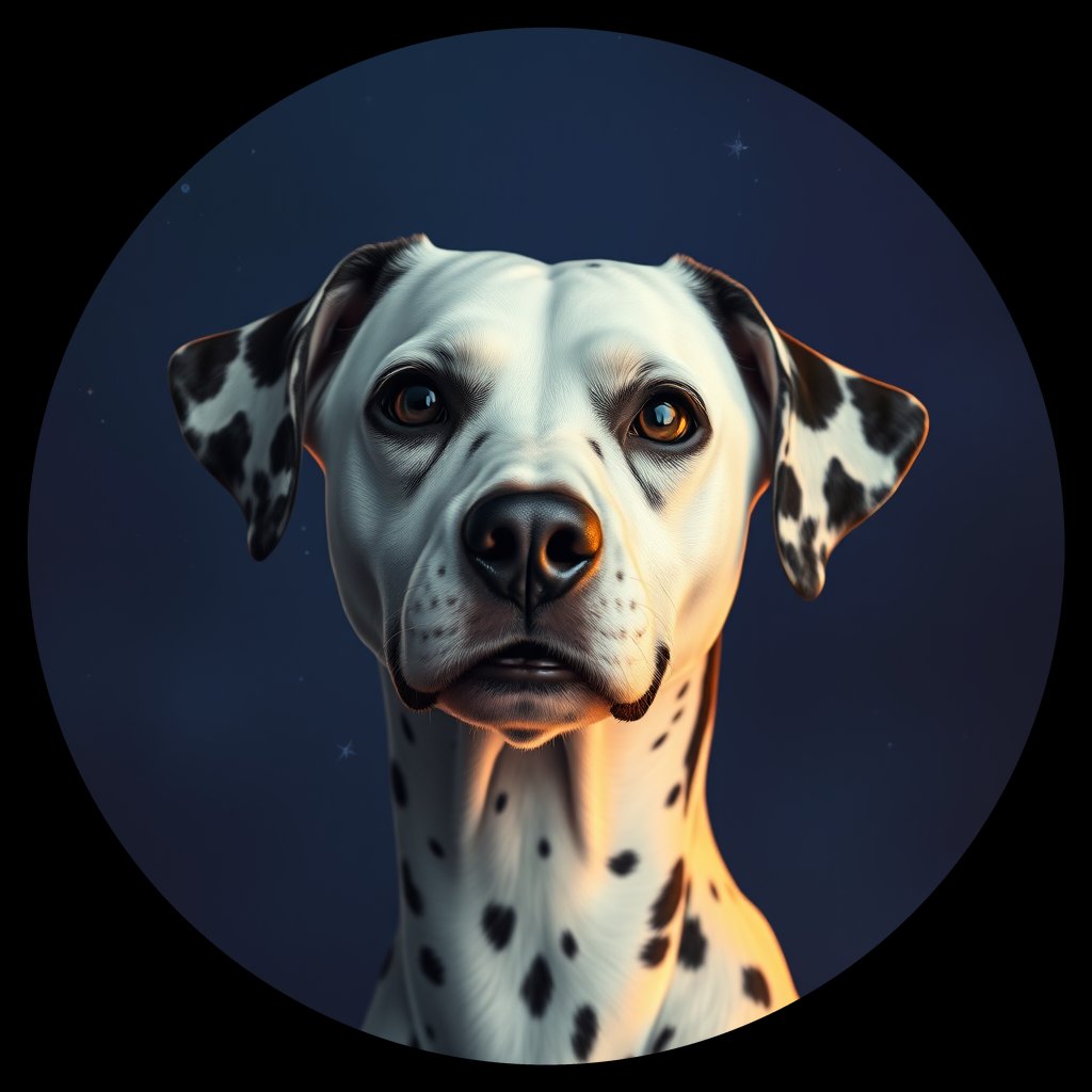 Cosmic medallion portrait of OFA15_OFA15, a Dalmatian