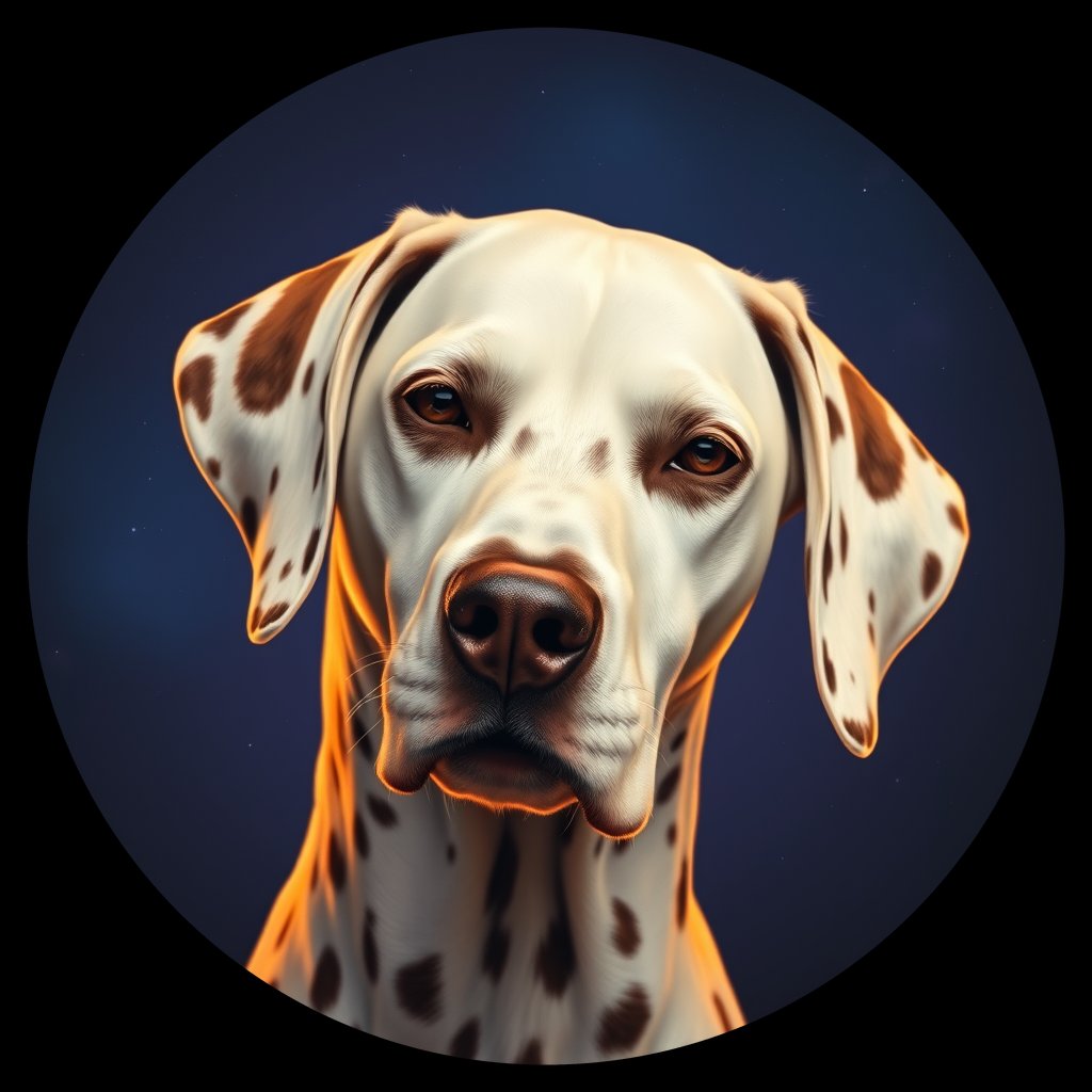 Cosmic medallion portrait of OFA22_OFA22, a Dalmatian