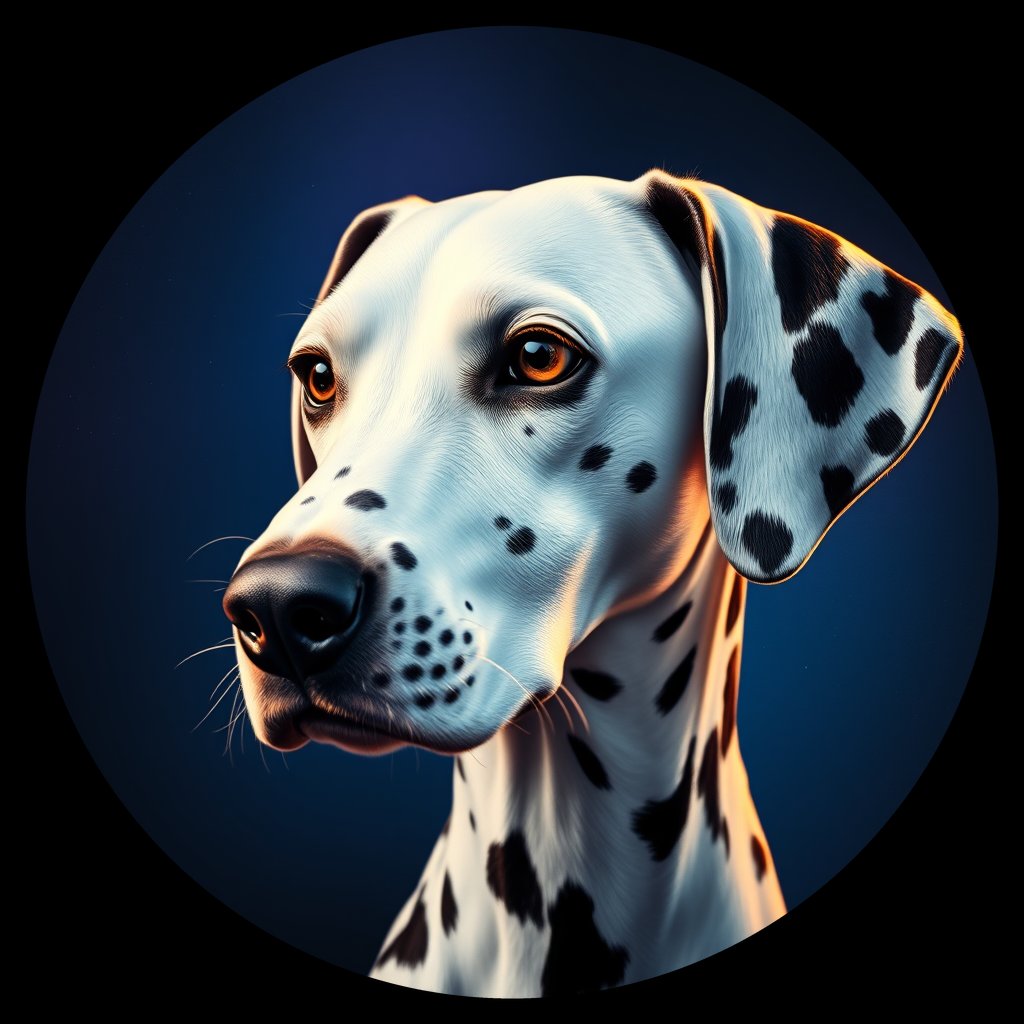 Cosmic medallion portrait of OFA23_OFA23, a Dalmatian