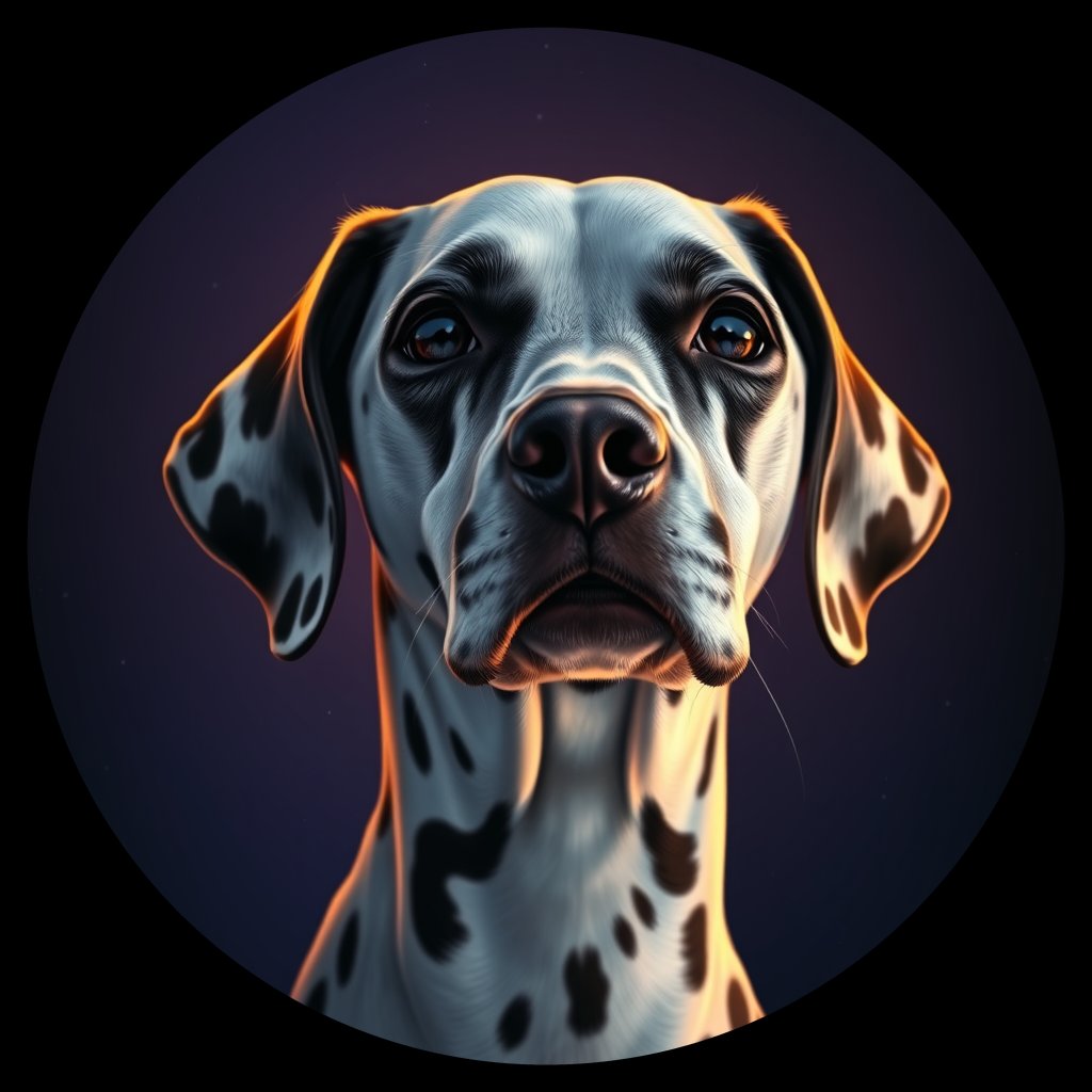 Cosmic medallion portrait of OFA24_OFA24, a Dalmatian