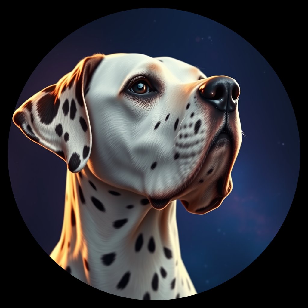 Cosmic medallion portrait of OFA25_OFA25, a Dalmatian