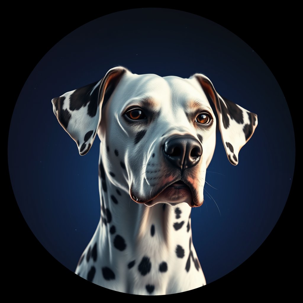 Cosmic medallion portrait of OFA2_OFA2, a Dalmatian