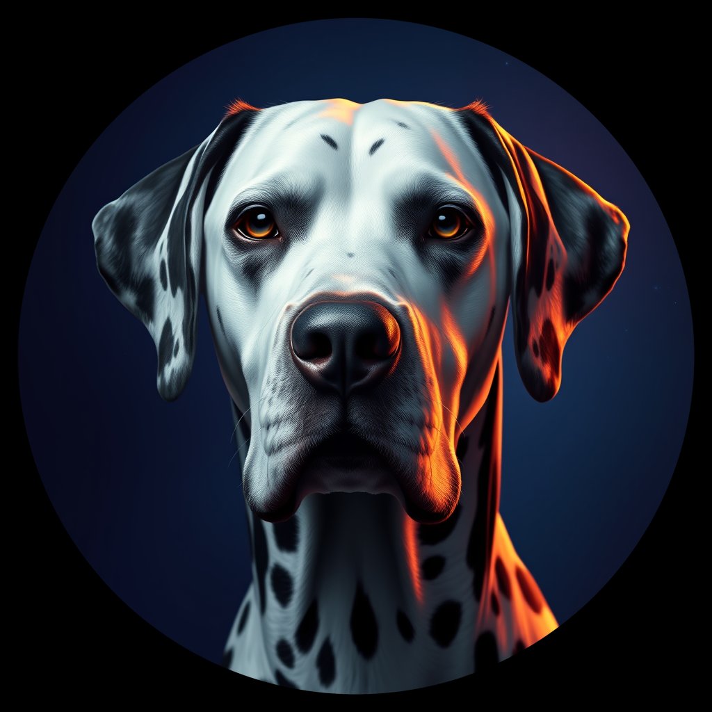 Cosmic medallion portrait of OFA36_OFA36, a Dalmatian