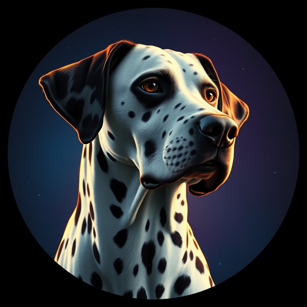 Cosmic medallion portrait of OFA39_OFA39, a Dalmatian