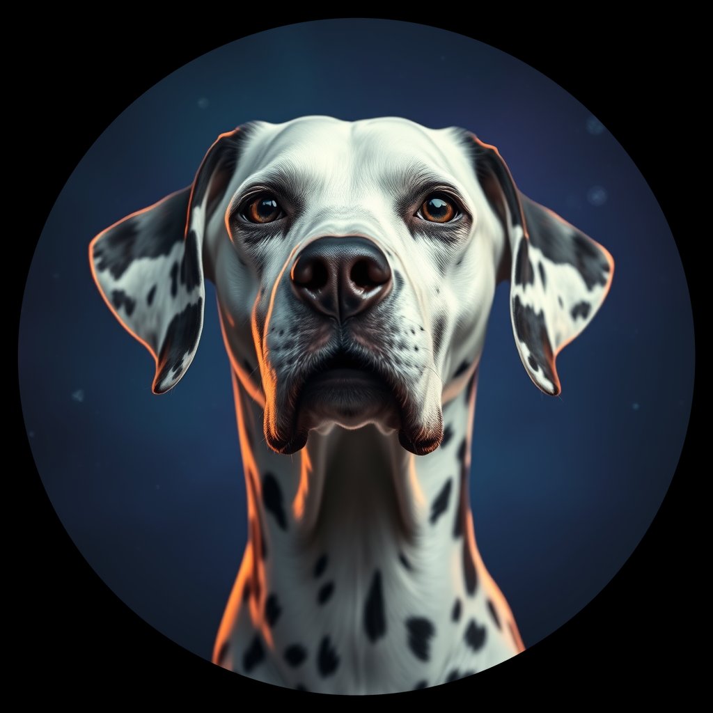 Cosmic medallion portrait of OFA40_OFA40, a Dalmatian