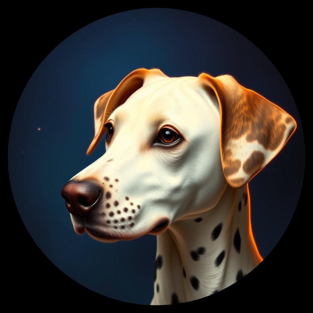Cosmic medallion portrait of OFA41_OFA41, a Dalmatian