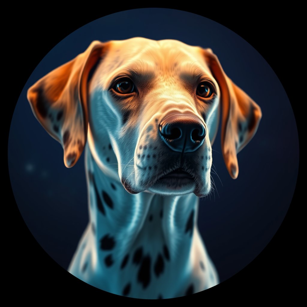 Cosmic medallion portrait of OFA42_OFA42, a Dalmatian
