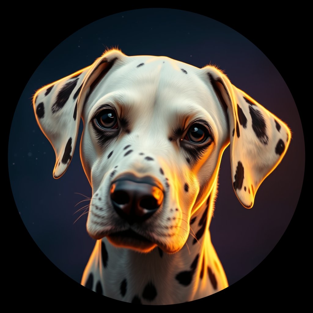 Cosmic medallion portrait of OFA45_OFA45, a Dalmatian