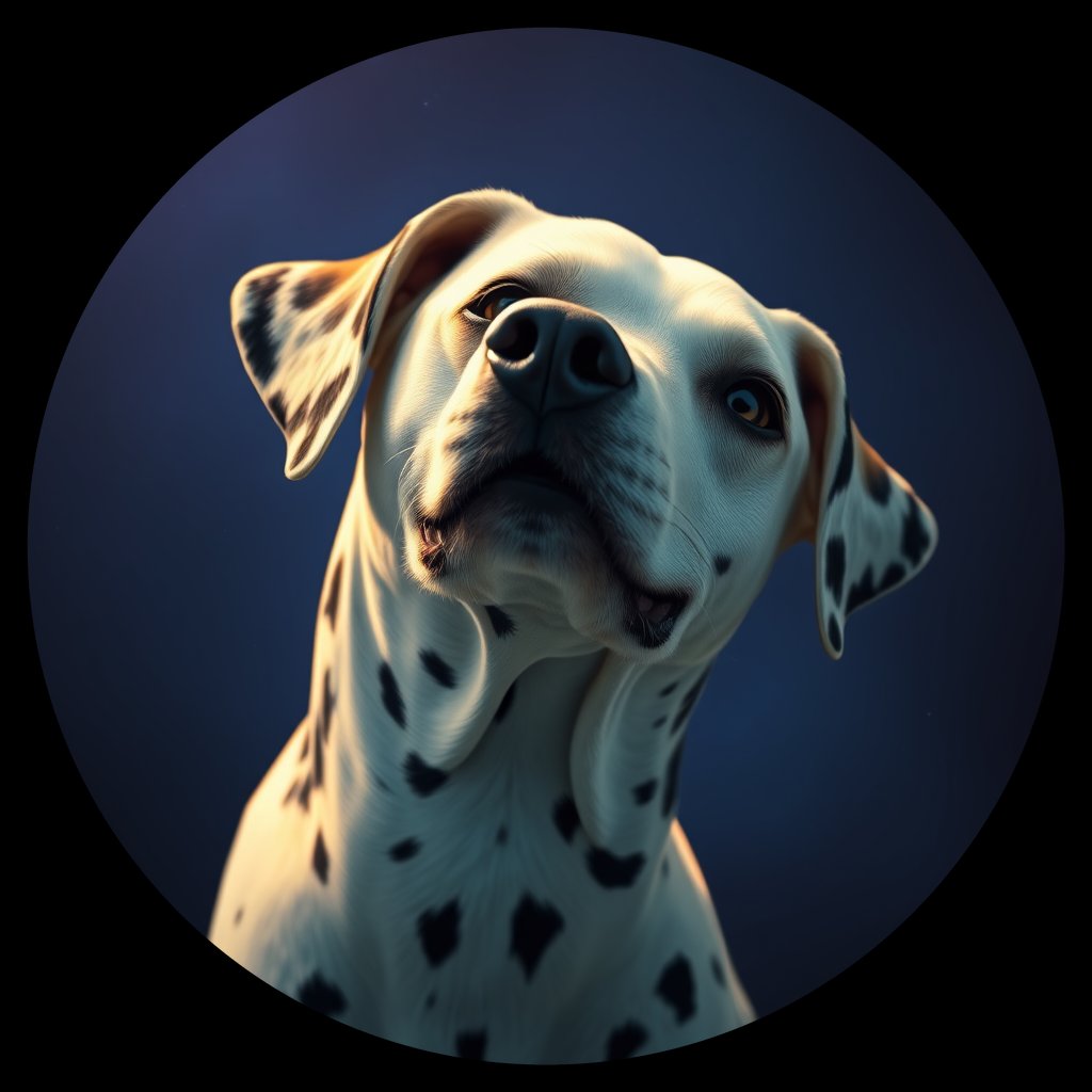 Cosmic medallion portrait of OFA46_OFA46, a Dalmatian