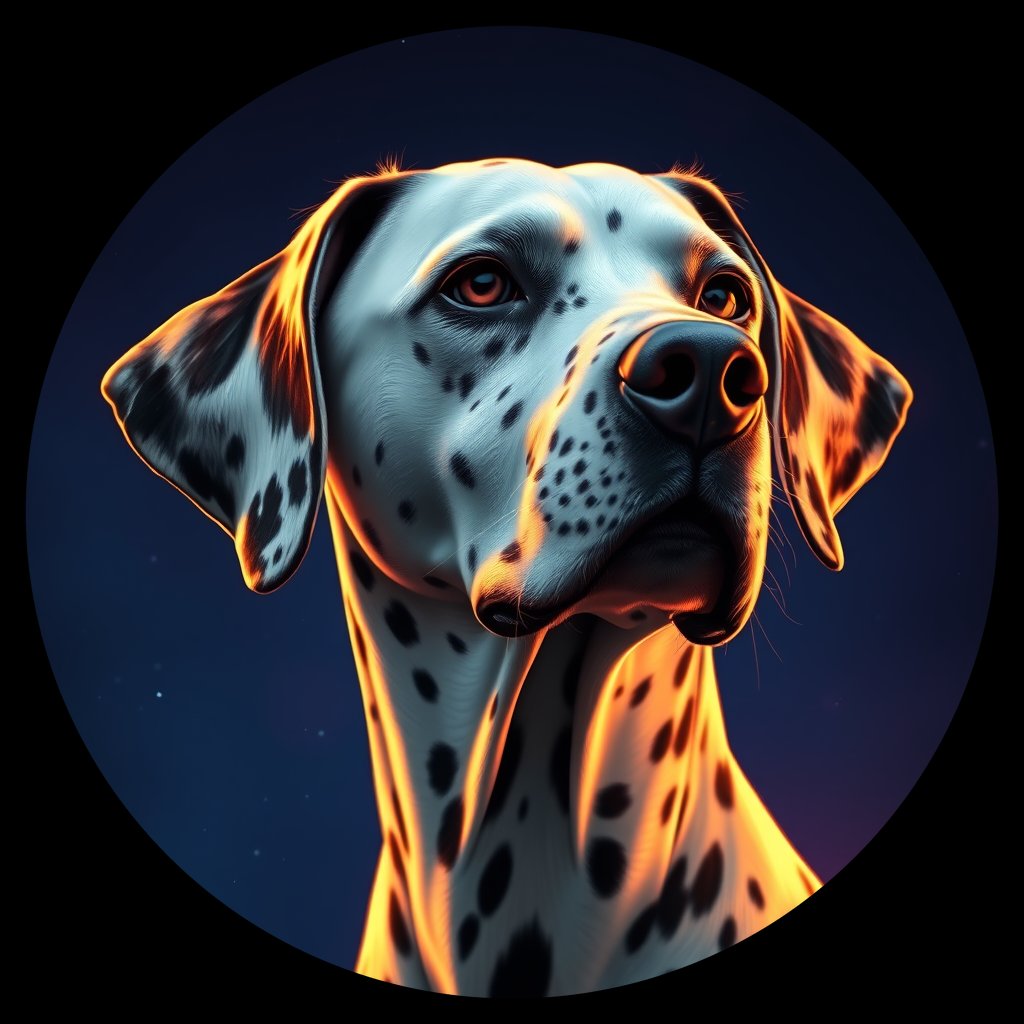 Cosmic medallion portrait of OFA4_OFA4, a Dalmatian