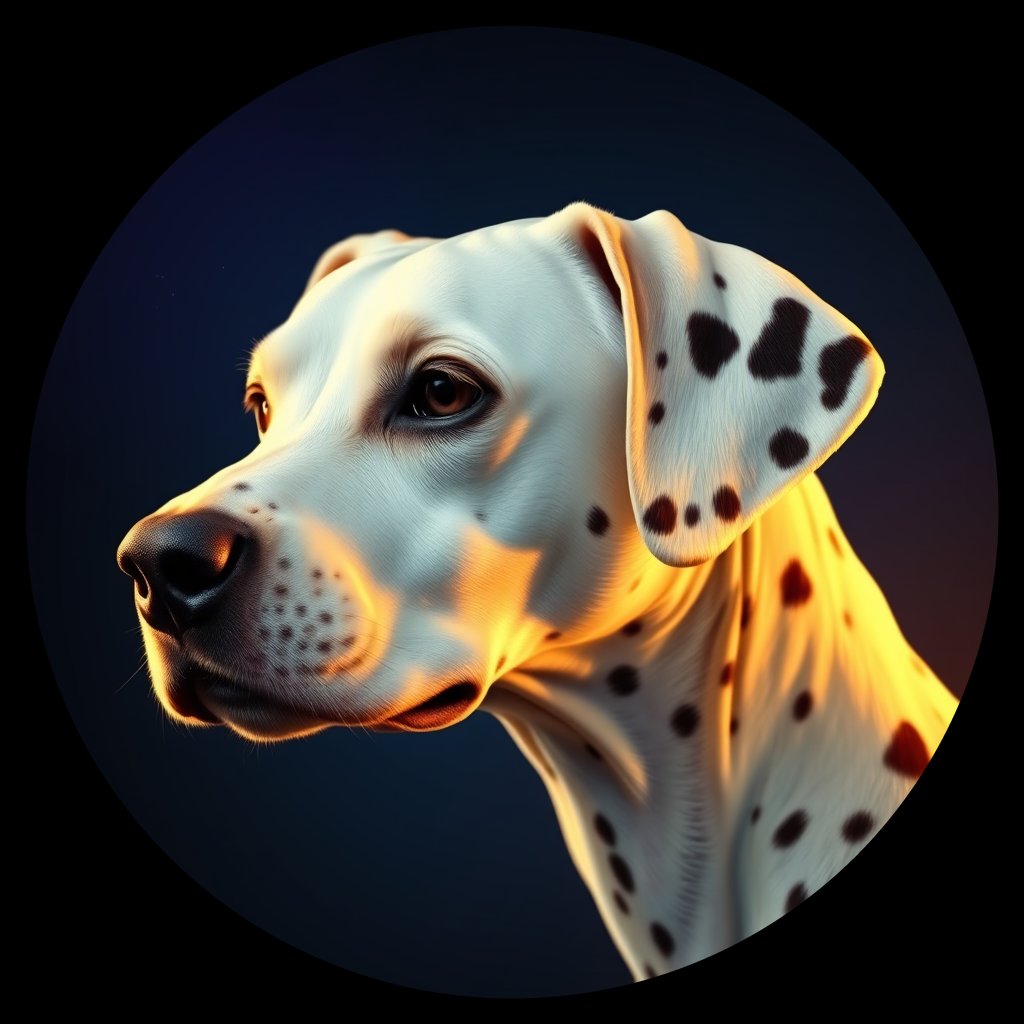 Cosmic medallion portrait of OFA50_OFA50, a Dalmatian