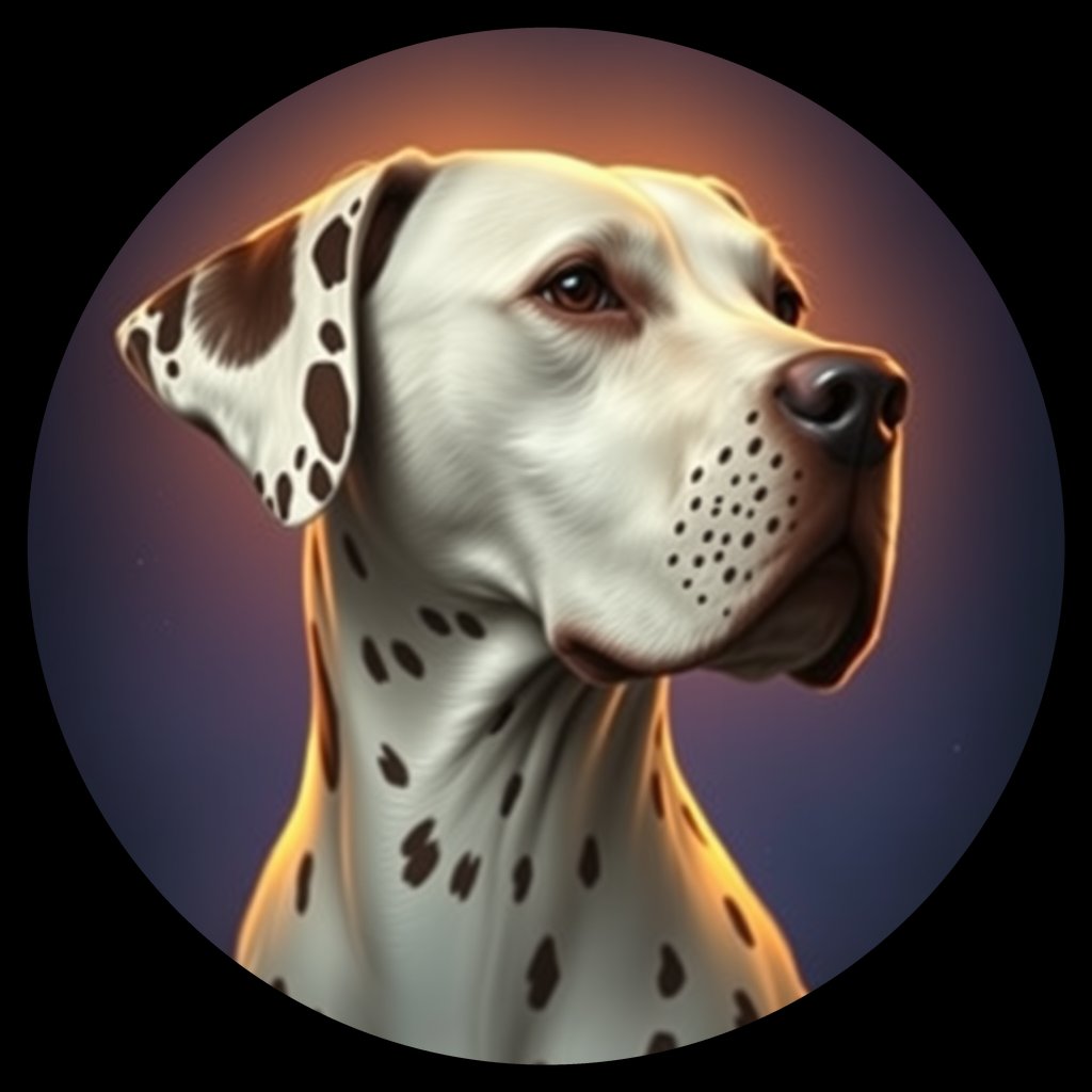 Cosmic medallion portrait of OFA51_OFA51, a Dalmatian