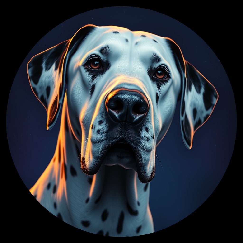 Cosmic medallion portrait of OFA54_OFA54, a Dalmatian