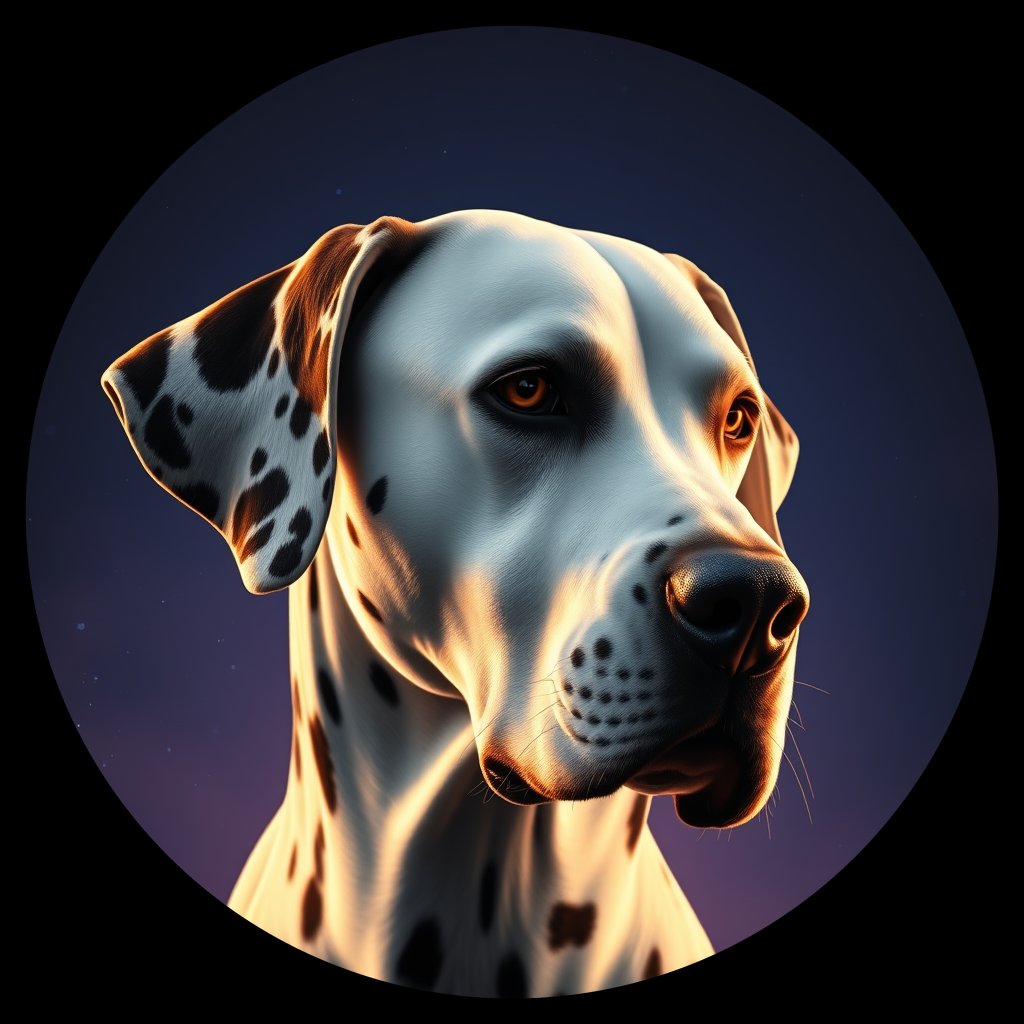 Cosmic medallion portrait of OFA55_OFA55, a Dalmatian