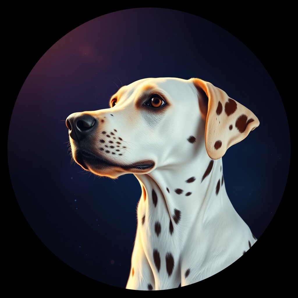 Cosmic medallion portrait of OFA69_OFA69, a Dalmatian
