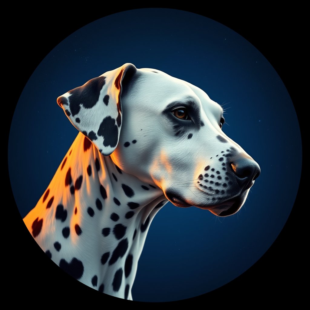 Cosmic medallion portrait of OFA6_OFA6, a Dalmatian