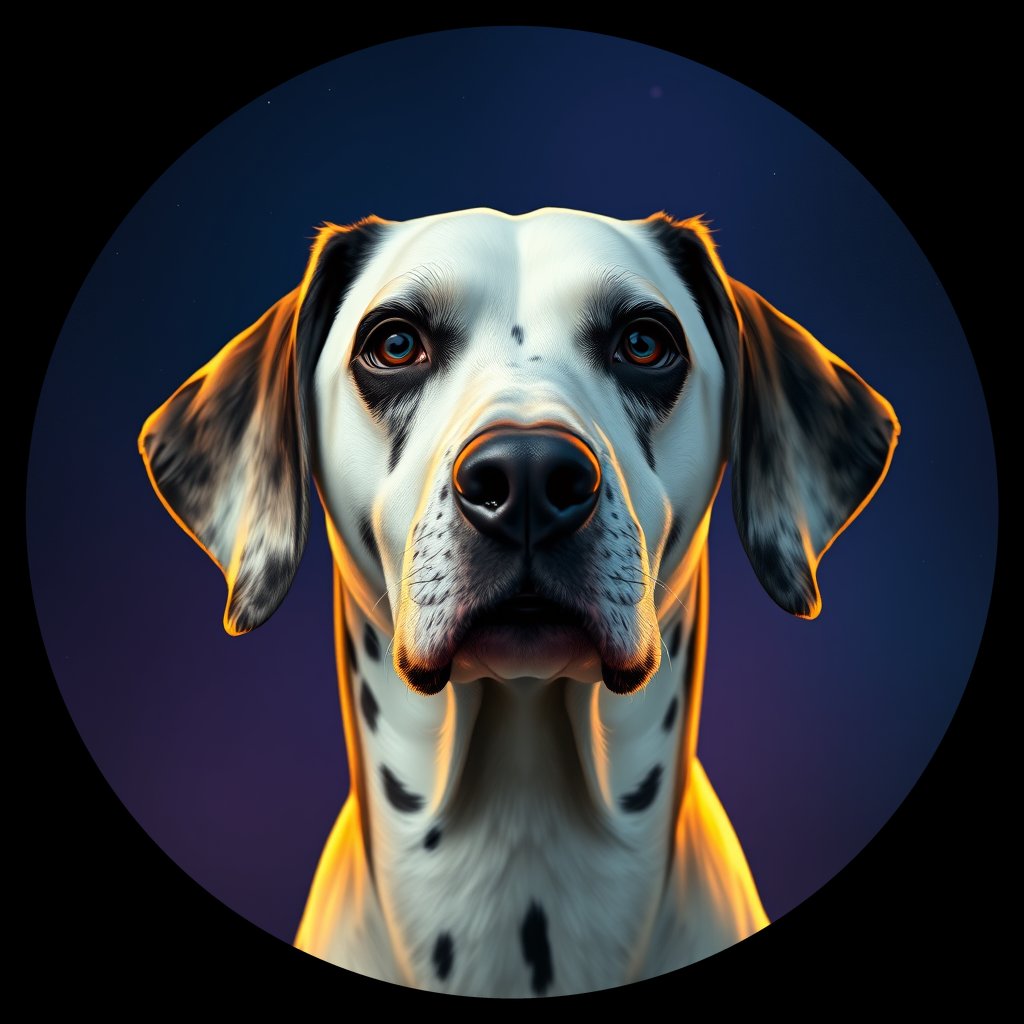 Cosmic medallion portrait of OFA70_OFA70, a Dalmatian
