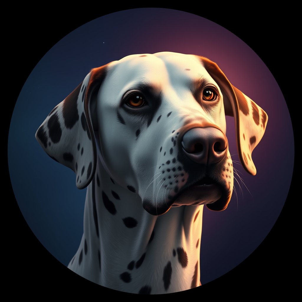 Cosmic medallion portrait of OFA75_OFA75, a Dalmatian