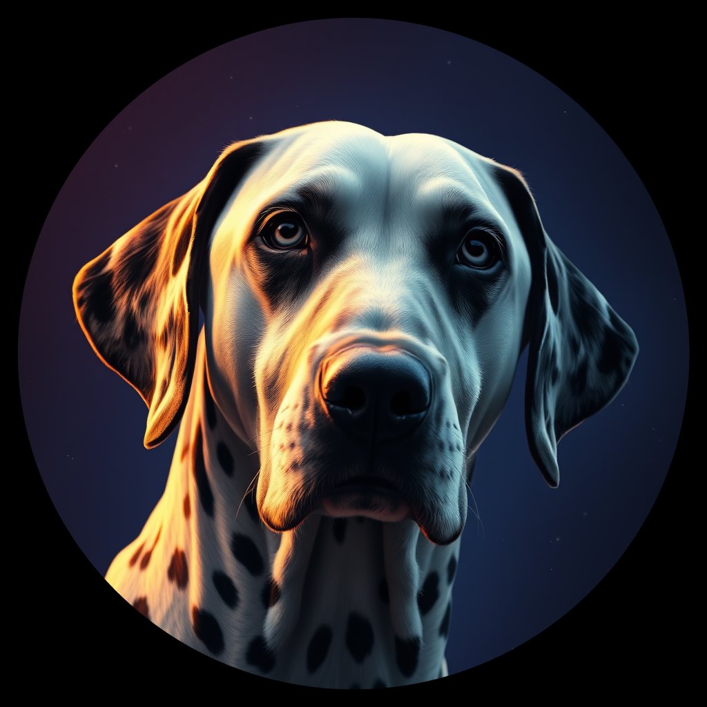 Cosmic medallion portrait of OFA76_OFA76, a Dalmatian