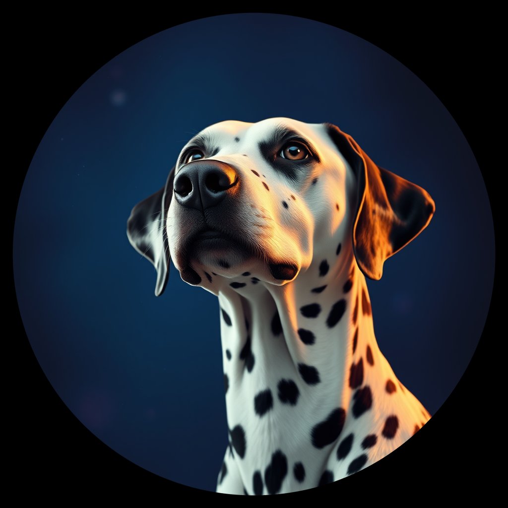 Cosmic medallion portrait of OFA85_OFA85, a Dalmatian
