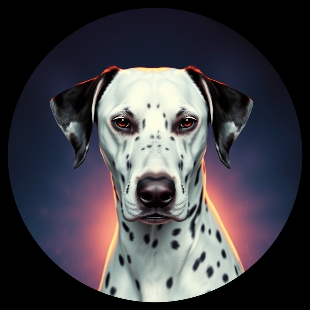 Cosmic medallion portrait of OFA8_OFA8, a Dalmatian