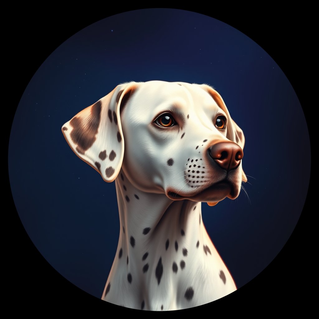 Cosmic medallion portrait of OFA93_OFA93, a Dalmatian