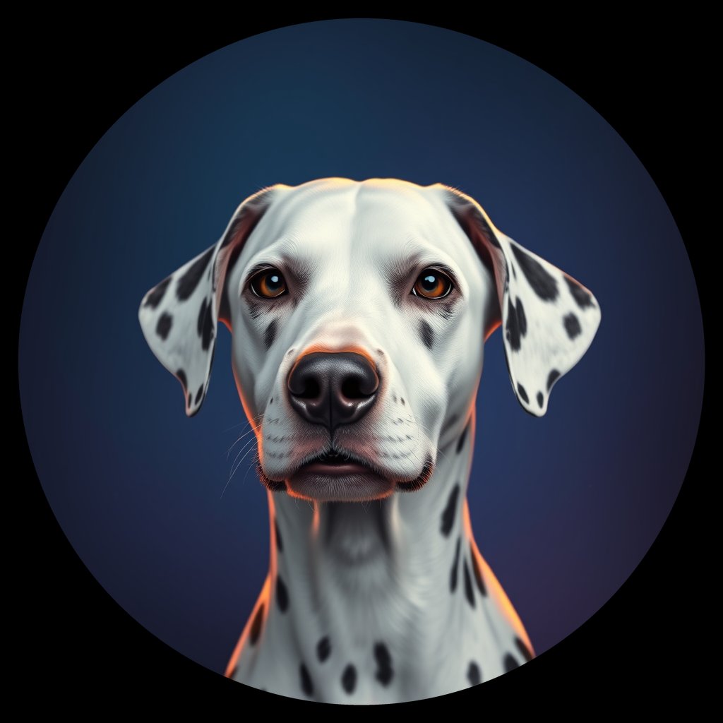 Cosmic medallion portrait of OFA94_OFA94, a Dalmatian