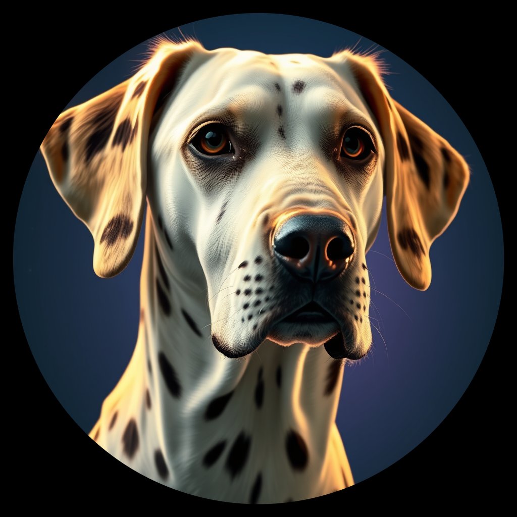 Cosmic medallion portrait of OFA97_OFA97, a Dalmatian