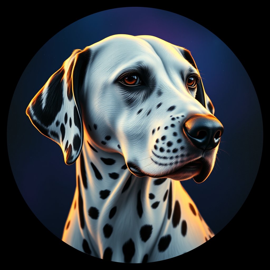 Cosmic medallion portrait of OFA9_OFA9, a Dalmatian