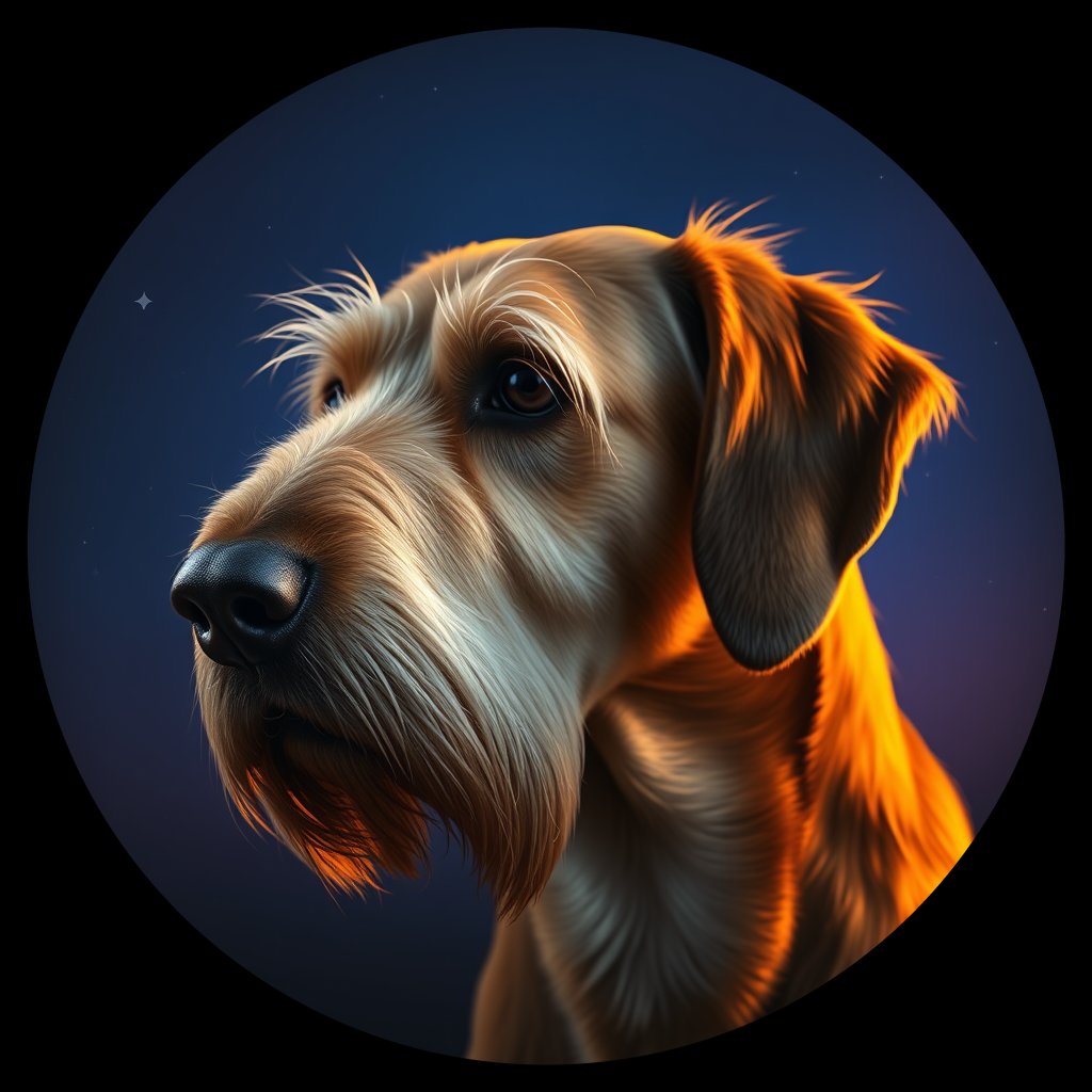 Cosmic medallion portrait of OTTR_OTTR_17C03, a Otterhound