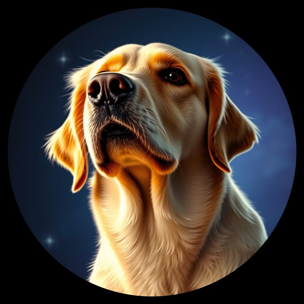Cosmic medallion portrait of Oldies_grls120cfbe1, a Golden Retriever