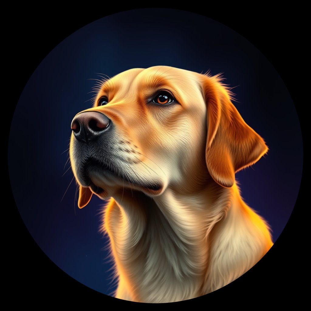 Cosmic medallion portrait of Oldies_grls20d6ef3a, a Golden Retriever