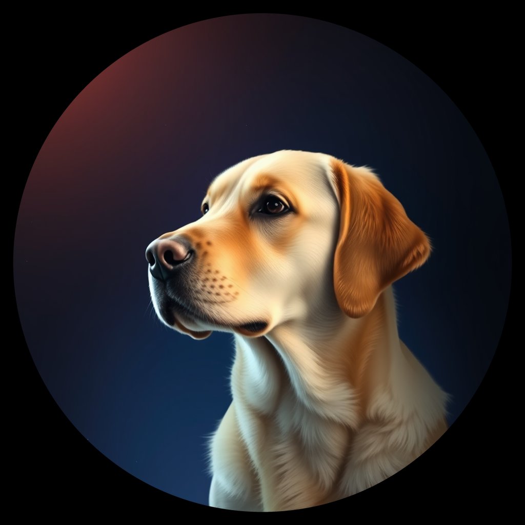 Cosmic medallion portrait of Oldies_grls3fa0f51c, a Golden Retriever