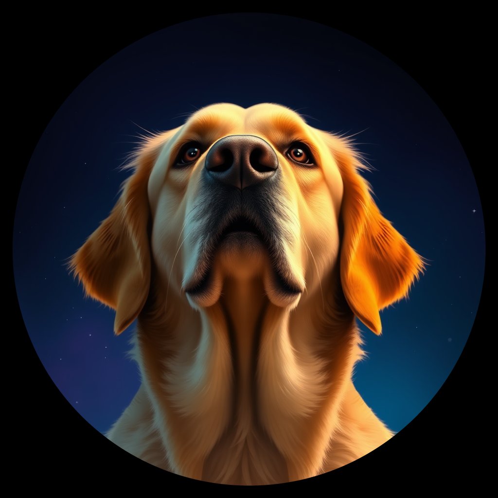 Cosmic medallion portrait of Oldies_grls6210403b, a Golden Retriever