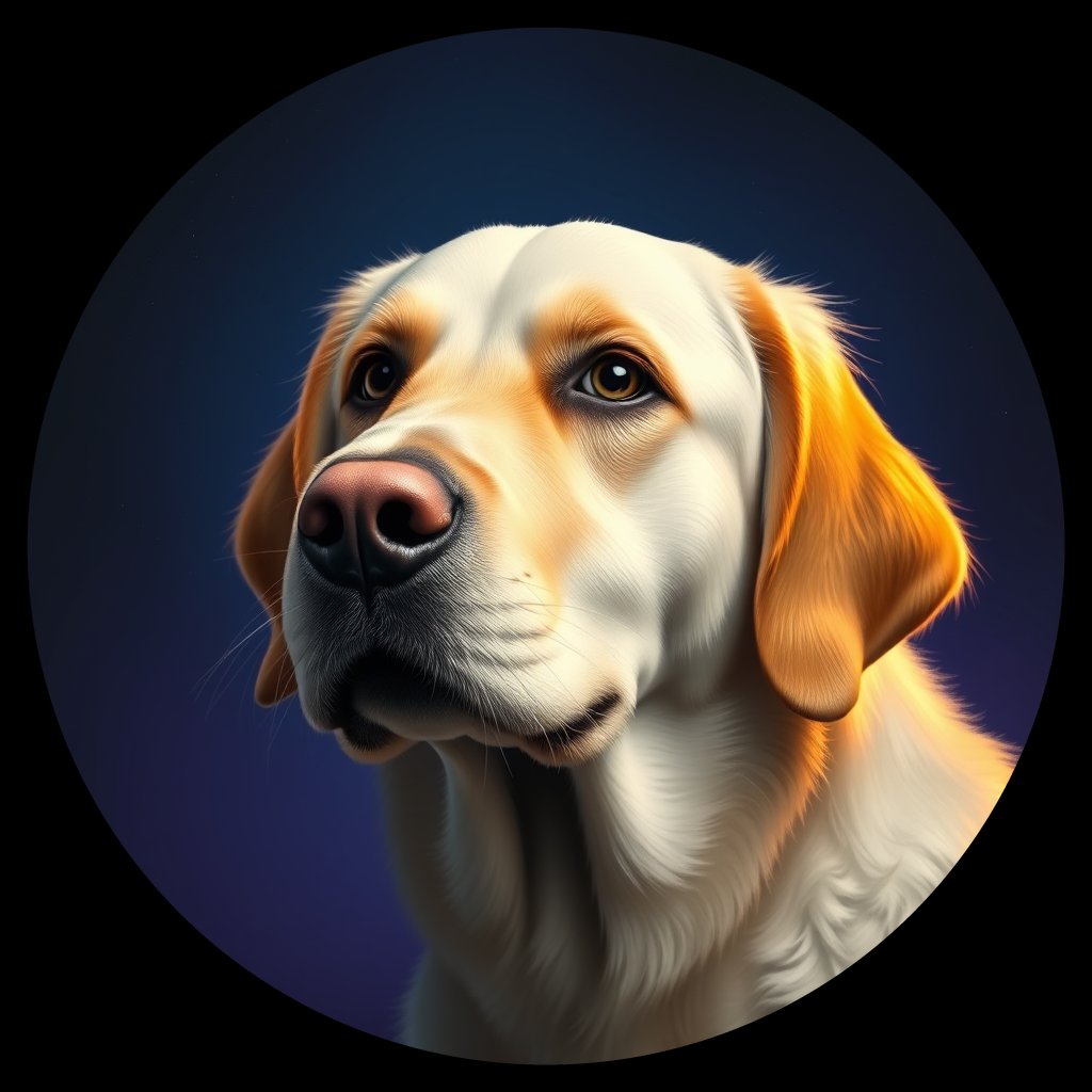 Cosmic medallion portrait of Oldies_grls63189b5b, a Golden Retriever