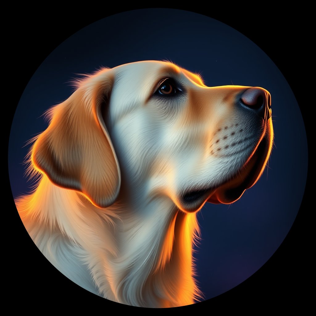 Cosmic medallion portrait of Oldies_grls874d72d2, a Golden Retriever