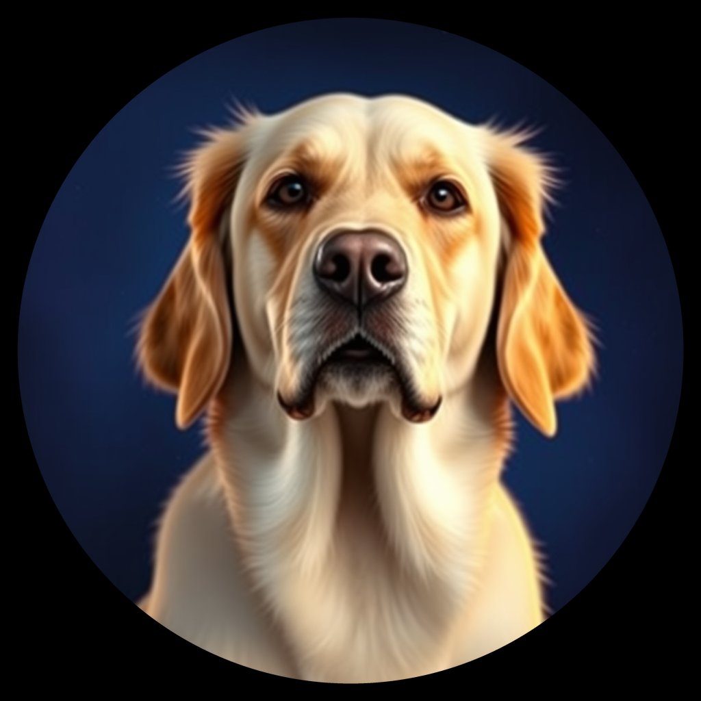 Cosmic medallion portrait of Oldies_grls9493adbc, a Golden Retriever