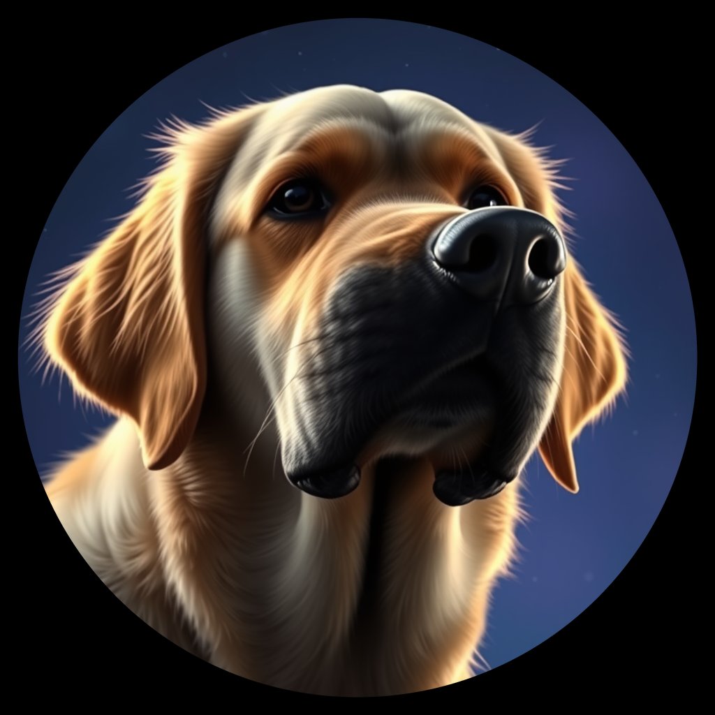 Cosmic medallion portrait of Oldies_grls9a44aa54, a Golden Retriever