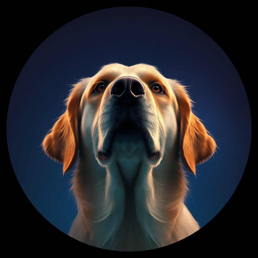 Cosmic medallion portrait of Oldies_grlsb97c3939, a Golden Retriever