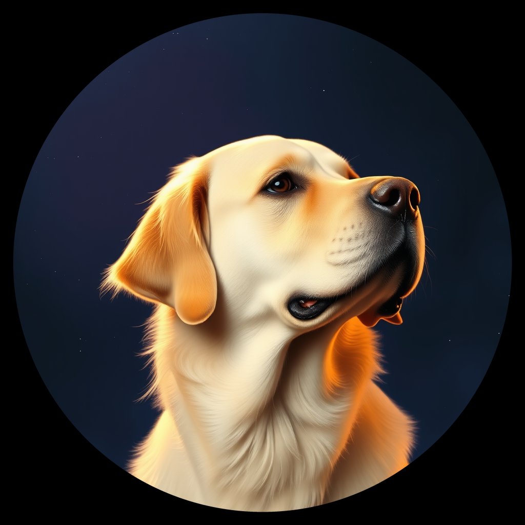 Cosmic medallion portrait of Oldies_grlse2b2e562, a Golden Retriever