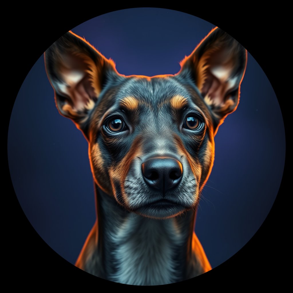 Cosmic medallion portrait of P2_P2, a Village Dog Puerto Rico